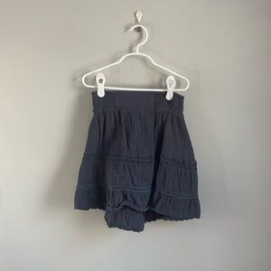 blue, mini, flowy skirt
